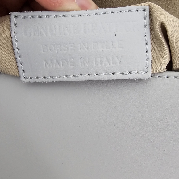 Made In Italy Smooth Leather Handbag Pink White and Gray With Strap - Picture 9 of 9